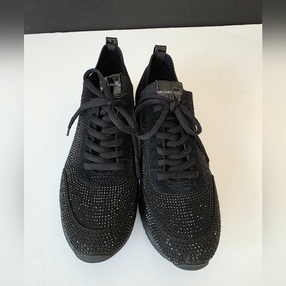 Michael Kors Crystal-Embellished Knit Sneakers – Black Size 8.5 - Picture 2 of 5